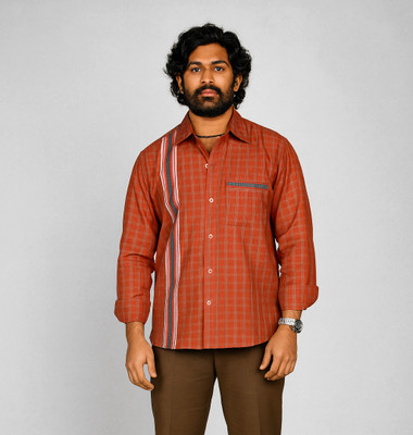 Bollyqueen Men Printed Formal Orange Shirt