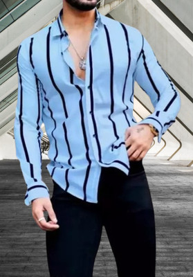 Divybhav Men Striped Casual Blue Shirt