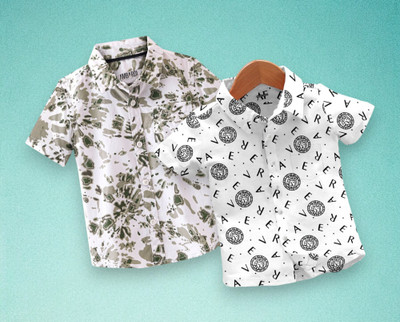 RAVYA TRENDZ Boys Printed Casual Multicolor Shirt(Pack of 2)