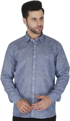 Tangy Men Checkered Casual Blue Shirt