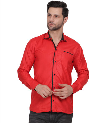 Plum Crazy Men Solid Casual Red Shirt