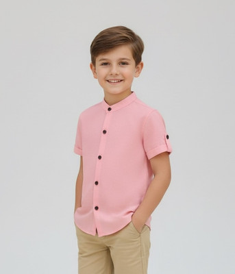 Zarila Boys Solid Casual Pink Shirt