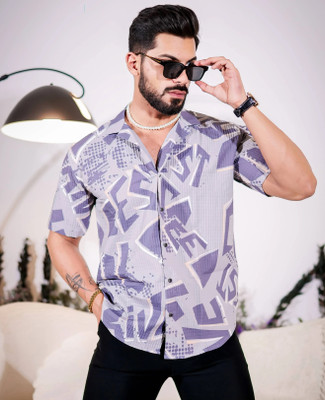 MOXTE Men Printed Casual Purple Shirt