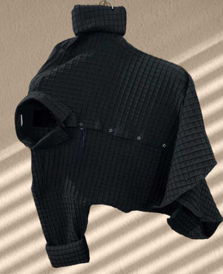 Tartatl Fashion Men Self Design Casual Black Shirt