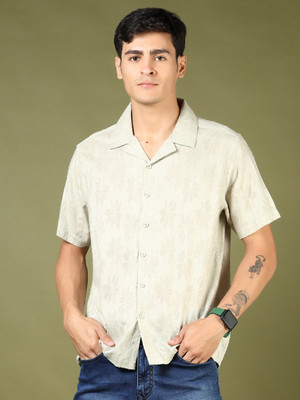 V-MART Men Self Design Casual Light Green Shirt