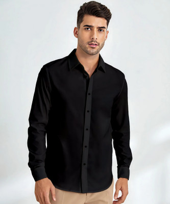 METRONAUT Men Solid Casual Black Shirt