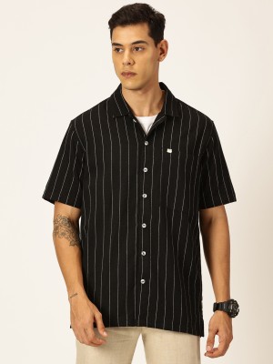 THOMAS SCOTT Men Striped Casual Black Shirt