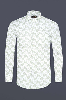 HOC Men Floral Print Casual Green, White Shirt