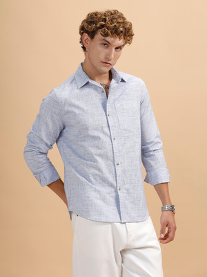 WROGN Men Checkered Casual Blue Shirt