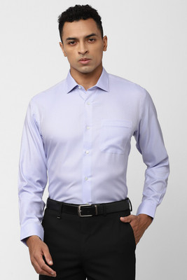 VAN HEUSEN Men Self Design Formal Light Blue Shirt