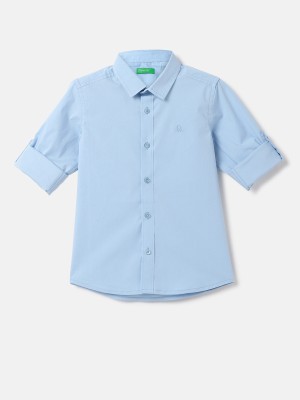 United Colors of Benetton Boys Solid Casual Blue Shirt