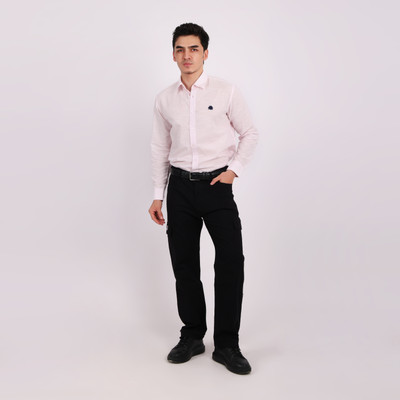 Lionies Men Printed Casual Pink Shirt