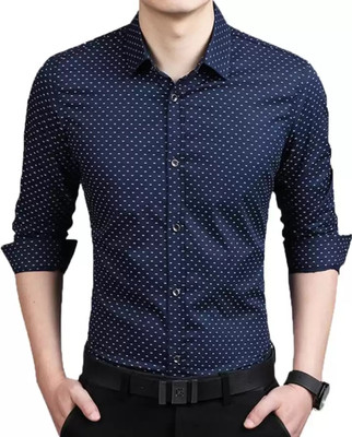 FUBAR Men Printed Casual Dark Blue Shirt