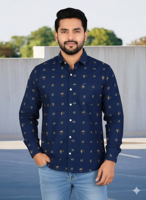 ALVIN ENTERPRISE Men Printed Casual Blue Shirt