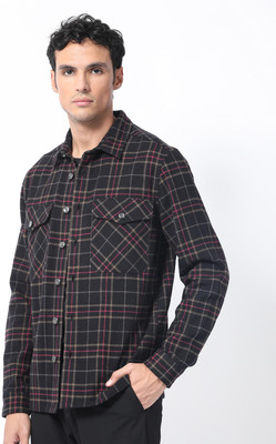 RARE RABBIT Men Checkered Casual Black Shirt
