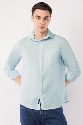 OFFSHADE Men Solid Casual Light Blue Shirt