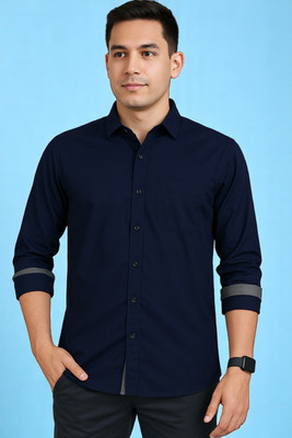 Laxmitextile Hubb Men Solid Casual Blue Shirt(Pack of 2)