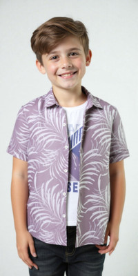 Charchit Boys Printed Casual Pink Shirt