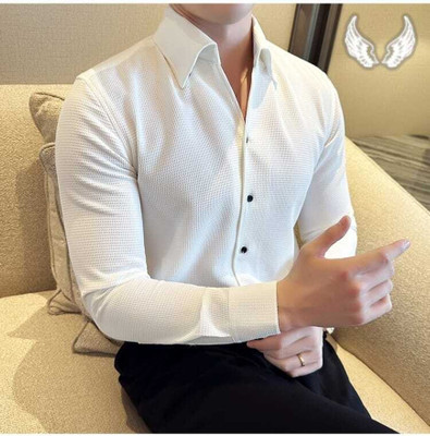 Vastram Enterprise Men Self Design Casual White Shirt
