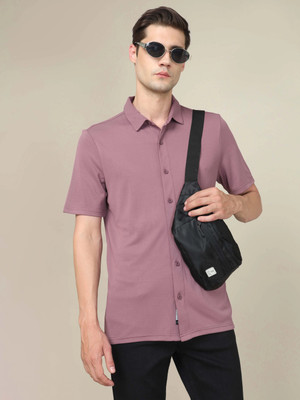 TECHNOSPORT Men Solid Casual Purple Shirt