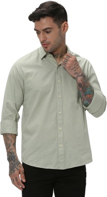 MUFTI Men Solid Casual Light Green Shirt