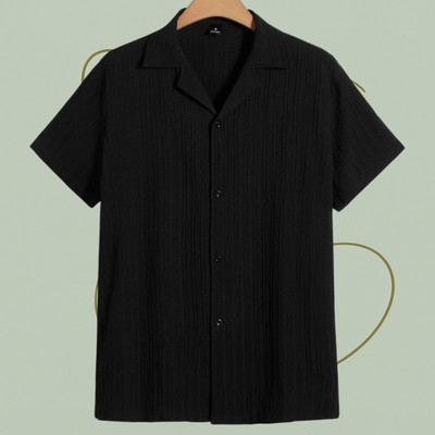 A Dearise Trend Men Self Design Casual Black Shirt