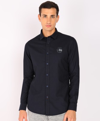 KILLER Men Solid Casual Dark Blue Shirt