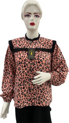 Design by Priya Women Printed Casual Pink Shirt