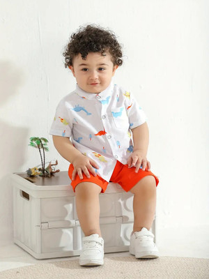 Radhakrishna Enterprise Boys Printed Casual White Shirt