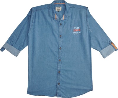 Cay Boys Printed Casual Blue Shirt