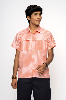 SEISHUN Boys Striped Casual Orange Shirt