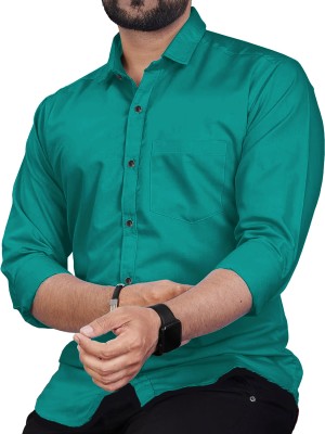 Vida Loca Men Solid Casual Dark Green Shirt