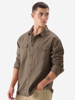 The Souled Store Men Solid Casual Brown Shirt