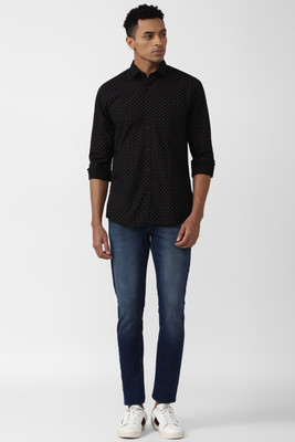 PETER ENGLAND Men Printed Casual Black Shirt