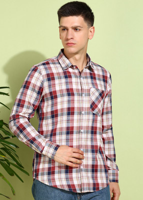 Moda Rapido Men Checkered Casual Red Shirt