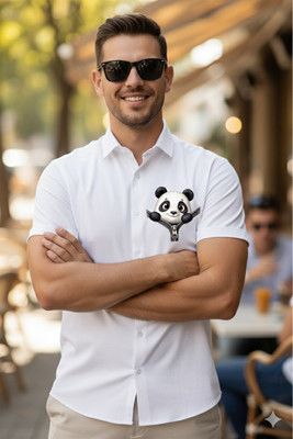 Siya Fashion Men Printed Casual White Shirt