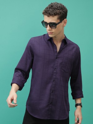 HIGHLANDER Men Solid Casual Purple Shirt