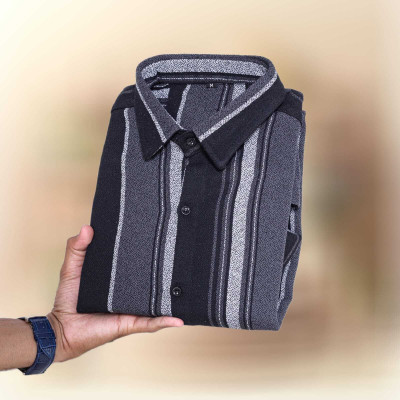 Savaliya Enterprise Men Striped Casual Grey Shirt