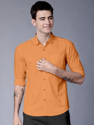 KOVRIL Men Solid Casual Orange Shirt