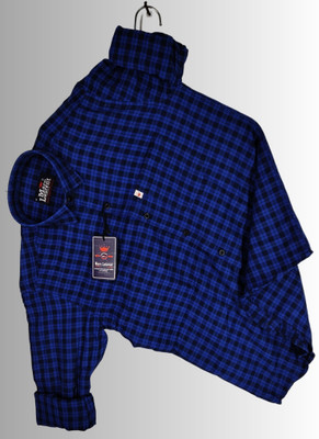 VK WINTER WEAR Men Checkered Casual Dark Blue, Black Shirt