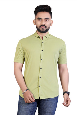PEARL OCEAN Men Solid Casual Green Shirt