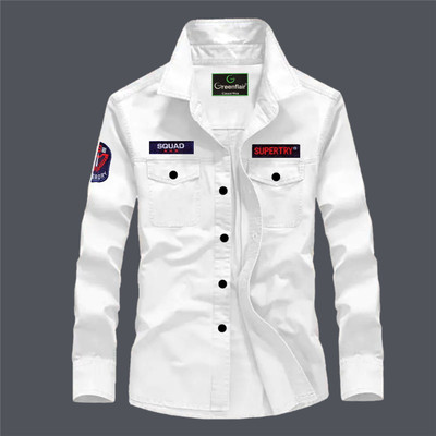 GreenFlair Men Self Design Casual White Shirt