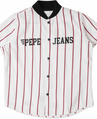 Pepe Jeans Boys Striped Casual White Shirt