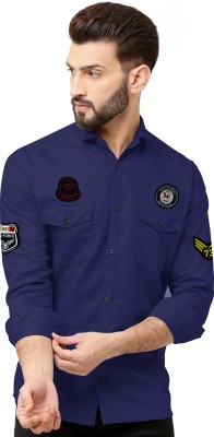 Zarila Men Solid Casual Dark Blue Shirt