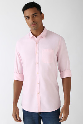 PETER ENGLAND Men Solid Casual Pink Shirt