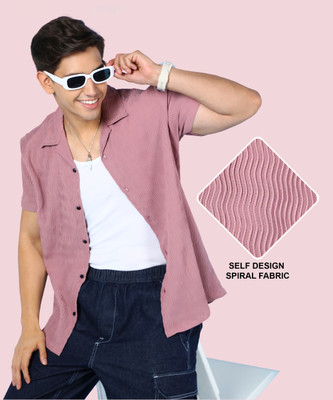 INDICLUB Men Self Design Casual Purple Shirt