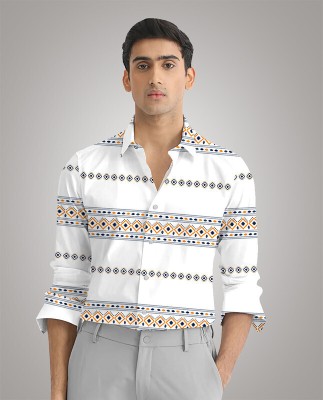 TRISHULFASHION Men Printed Casual White Shirt