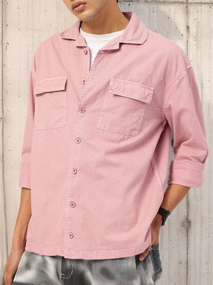 Kook N Keech Men Solid Casual Pink Shirt