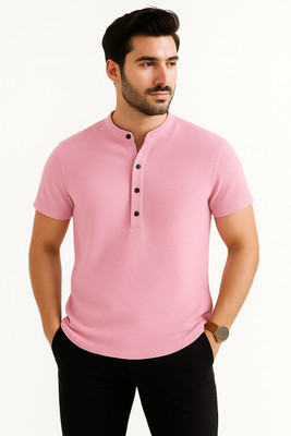 METRONAUT Men Self Design Casual Pink Shirt