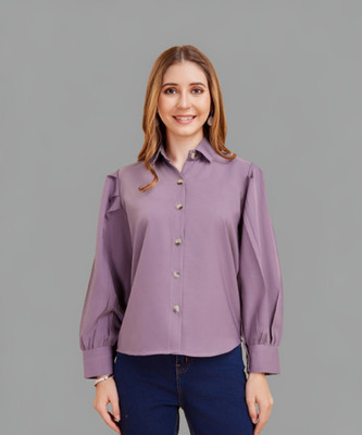 METRONAUT Women Solid Casual Purple Shirt